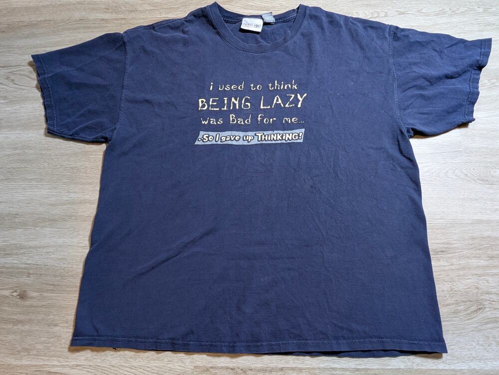Urban Up Pipeline Men XL T-Shirt Blue Being Lazy Novelty Graphic Short Sleeve